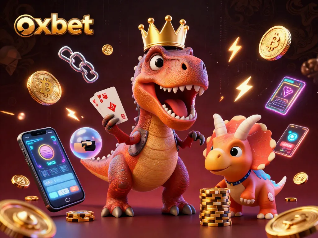 Join the action at oxbet with friendly dinosaurs in an electrifying casino scene.