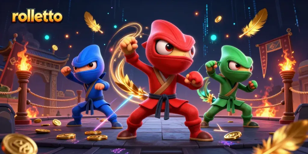 Engage in thrilling gameplay at rolletto with ninja chameleons in an exciting casino setting.