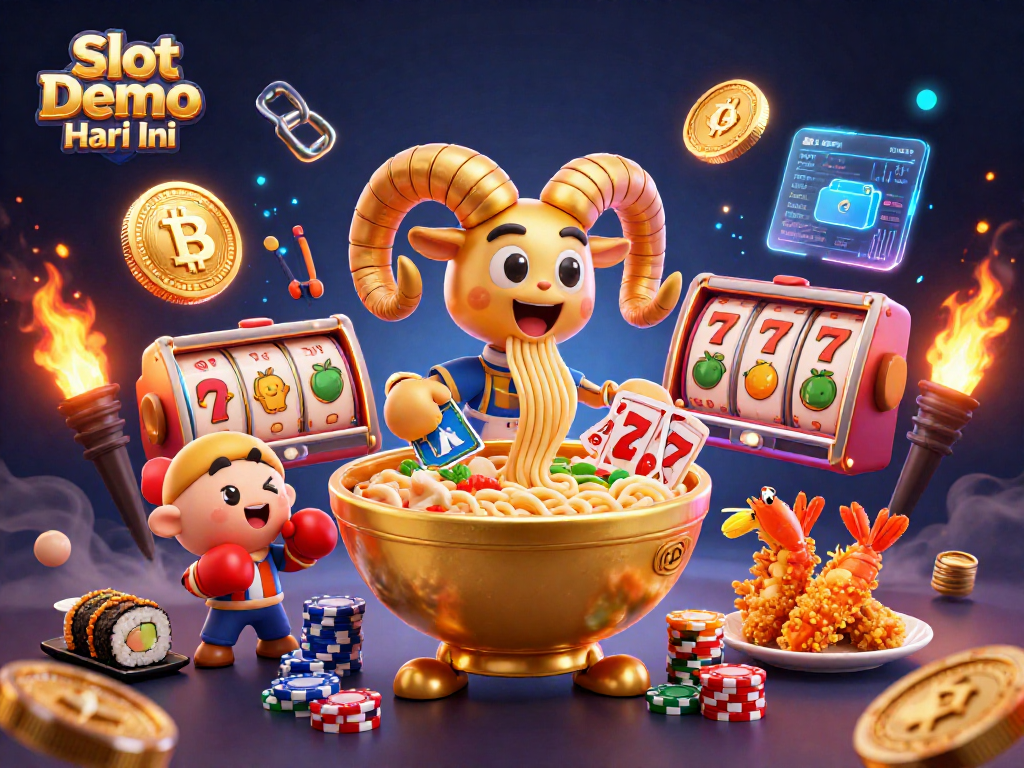 Play Slot Demo Gacor Hari Ini with vibrant characters in a lively casino scene.