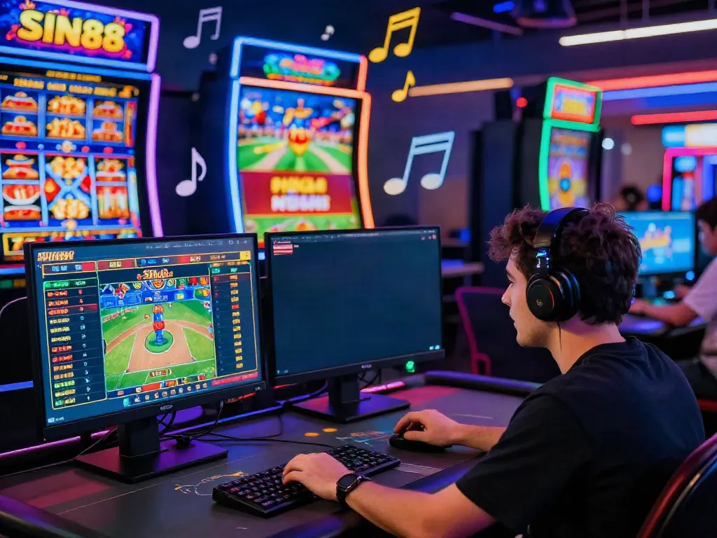 Immersive online gaming experience at http://sin88-onl.com/ showcasing a player fully engaged in vibrant casino action with live betting elements.
